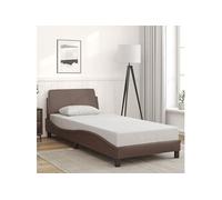 Bedframe met hoofdbord kunstleer bruin 80x200 cm373080