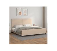 3125474 vidaXL Cadre de lit avec tête de lit Cappuccino 200x200 cm Similicuir