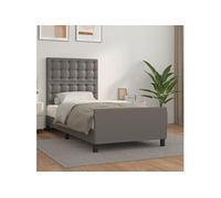 vidaXL Bedframe met hoofdbord kunstleer grijs 100x200 cm3125559 Gris G