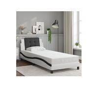 Bedframe met hoofdbord kunstleer wit en zwart 90x200 cm3208162
