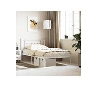 vidaXL Cadre de lit métal sans matelas et tête de lit blanc 107x203 cm