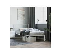 vidaXL Cadre de lit métal sans matelas et tête de lit blanc 107x203 cm