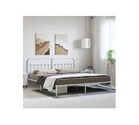 vidaXL Cadre de lit métal sans matelas et tête de lit blanc 193x203 cm