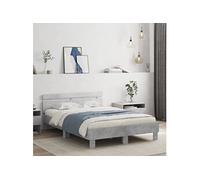 vidaXL Cadre de Lit avec Tête de Lit, Lit Double avec Sommier à Lattes, Lit Adulte de Chambre, Moderne, Gris Béton 120x200 cm Bois d'Ingénierie