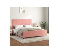 Bedframe met hoofdeinde fluweel roze 180x200 cm3125713