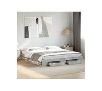 vidaXL Bedframe met lades bewerkt hout betongrijs 200x200 cm3280723 Gris G