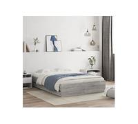 vidaXL Bedframe met lades bewerkt hout grijs sonoma eiken 135x190 cm3207313 Gris G