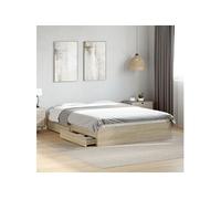 vidaXL Bedframe met lades bewerkt hout sonoma eikenkleurig 135x190 cm3280694 Marron G