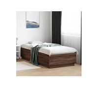 vidaXL Cadre de lit avec LED sans matelas chêne marron 90x200 cm