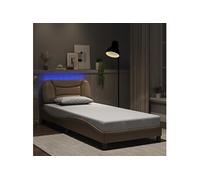 vidaXL Bedframe met LED-verlichting kunstleer cappuccino 80x200 cm3213896 Cappuccino G