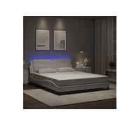 Cadre de Lit avec Lumières LED Lit Rembourré Adulte Chambre Similicuir vidaXL