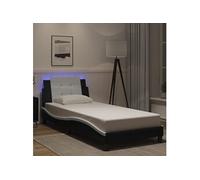 vidaXL Cadre de lit avec lumières LED noir blanc 80x200 cm similicuir