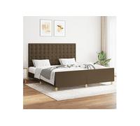 Bedframe zonder matras stof donkerbruin 160x200 cm3125392