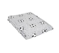 Bedlam - Couverture Polaire Football (120 x 150 cm) - Imprimé Réversible - Super Douce et Confortable avec Ballon de Football - Grise - Accessoires de Chambre à Coucher