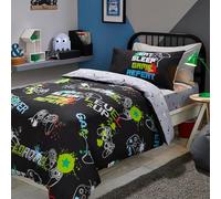 Bedlam - Housse de Couette Gaming Noire - 200 x 140 cm - 1 Taie d'oreiller - Literie Brille dans Le Noir - Motifs Réversibles - Literie Gaming - Housse de Couette Gamer - Chambre Gaming