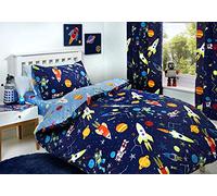 Bedlam - Housse de couette Glow in the Dark Outer Space & Rocket - 200 x 200 cm - 2 taies d'oreiller - Motifs réversibles - Housse de couette Univers pour garçons - Galaxies et planètes - Supersonique