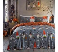 Bedlam - Housse de Couette Halloween Gonks Effrayants - Taille Lit Simple (140 x 200cm) - Réversible (2 Designs) - Housse Lumineuse - Chauves-Souris et Citrouilles - Décoration Halloween