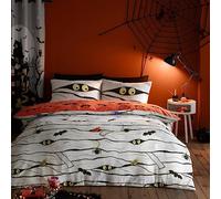 Bedlam - Housse de Couette Halloween Momie Effrayante - Taille Lit Double (200 x 200cm) - Réversible (2 Designs) - Housse de Couette Lumineuse - Momies et Chauves-Souris - Décoration Halloween