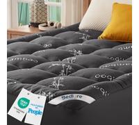 BEDLORE Surmatelas 140x200 cm, sur Matelas 2 Personne en Viscose de Bambou | Respirant, Doux et Rafraîchissant, Grand Bonnet Extensible Jusqu’à 30 cm, Certifié Oeko-Tex, Lavable en Machine, Gris Foncé