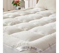 BEDLORE Surmatelas 160x200 cm Matelassé, sur Matelas 2 Personnes Rafraichissant en Viscose de Bambou Respirant, Grand Bonnet Extensible Jusqu’à 40 cm, Certifié Oeko-Tex, Blanc