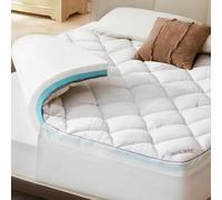 BEDLORE Surmatelas 160x200 cm, Surmatelas en Mousse à Mémoire de Forme Gel Respirant et Confort, sur Matelas 2 Personnes Grand Bonnet Extensible Jusqu’à 40 cm, Lavable en Machine, Blanc