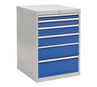 Bedrunk Hirth Armoire à tiroirs H1019xl705xP736mm gris clair/bleu de sécurité 6 tiroir extract Quantité:1