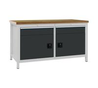 Bedrunk Hirth Établi gris clair, RAL7035/gris anthr.,RAL7016 l.1500xH859xP750 mm hêtre Multipl Quantité:1