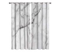 BEDSERG Lot de 2 Rideaux Occultants à Oeillets en Effet marbre Blanc Draperies Isolant Thermique avec à Rideau pour Chambre et Salon 110x215cmx2 Pièces