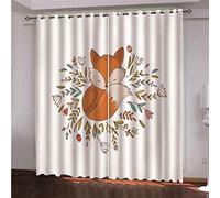 BEDSERG Occultant Rideaux Salon Rideau oeillet Renard de Dessin animé Rideaux Isolant Thermique Convient pour Le Salon Chambre Facile à Installer Dimensions 75 x 166 cm Lot de 2