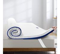 BedStory Surmatelas de 7 cm pour lit double 120 x 190 cm, en mousse à mémoire de forme en gel, respirant, avec 4 coins élastiques, housse déhoussable et lavable