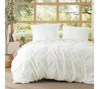 Bedsure Boho Bettwäsche 220x240 3teilig - Boho Deko Bettwäsche-Sets Weiß Getuftet Bettbezug Set mit 2 Kissenbezüge 80x80 cm, ÖKO-TEX Bedding mit Reißverschluss