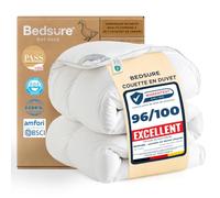 Bedsure Couette 155x220 Hiver Chaude - Couette 1 Personne Très Chaude | Edredon 90% Duvet et 10% Plumes, Hiver Chaude Moelleuse et Lavable, Certifiée OEKO-TEX, Blanc.