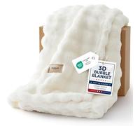 Bedsure Couverture à bulles en polaire 3D pour canapé - Couverture printanière douce et douce pour décoration de chambre à coucher - Couverture légère et confortable pour femme, toutes saisons, blanc