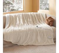 Bedsure Couverture chauffante 180x200 cm, arrêt Automatique, 6 Niveaux de Chaleur, minuterie 10h, Protection surchauffe 8h, Douce électrique pour Maison & Bureau, écru rayé