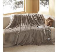 Bedsure Couverture chauffante 180x200 cm, arrêt Automatique, 6 Niveaux de Chaleur, minuterie 10h, Protection surchauffe 8h, Douce électrique pour Maison & Bureau, Marron Moka
