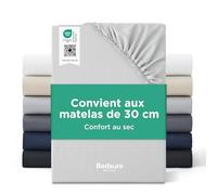 Bedsure Drap Housse 180x200 Microfibre Oeko-TEX - jusqu'à 30cm, Gris Clair | Draps de Grand Lit 2 Personnes pour Matelas Haut & Boxspring, Respirante & Séchage Rapide, 3M Scotchgard™ Anti-Transpiration