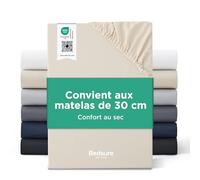 Bedsure Drap Housse 90x200 Microfibre Oeko-TEX - jusqu'à 30cm, Beige | Draps de Lit 1 Personne pour Matelas Haut & Boxspring, Respirante & Séchage Rapide, 3M Scotchgard™ Anti-Transpiration