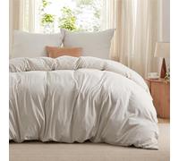 Bedsure Housse de Couette 200 x 200 cm Chanvre Nature avec 2 Taies d'oreiller 80 x 80 cm