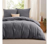 Bedsure Housse de Couette 200 x 200 cm Gris foncé avec 2 Taies d'oreiller 80 x 80 cm