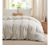 Bedsure Housse de Couette 200x200 cm - Parure de lit 200 x 200 certifié Oeko-TEX - Bedding Sets de Housses de couettes 200x200 + 2X Taies d'oreiller 65x65 avec Fermeture Éclair - Beige