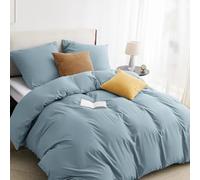 BEDSURE Parure de lit 135 x 200 2 pièces Bleu minéral - 1 housse de couette 135 x 200 cm + 1 taie d'oreiller 80 x 80 cm, ensembles de literie OEKO-TEX Bleu polyester microfibre avec fermeture éclair