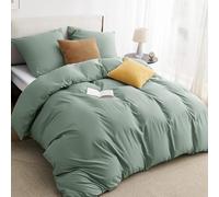 BEDSURE Parure de lit 135 x 200 2 pièces Sauge - 1 housse de couette 135 x 200 cm + 1 taie d'oreiller 80 x 80 cm, ensembles de literie verts en polyester microfibre avec fermeture éclair OEKO-TEX