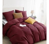 BEDSURE Parure de lit 135 x 200 cm, 2 pièces, rouge foncé, 1 housse de couette 135 x 200 cm + 1 taie d'oreiller 80 x 80 cm, Öko-Tex en microfibre avec fermeture éclair