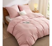 BEDSURE Parure de lit 200 x 200 cm - 1 housse de couette 200 x 200 cm et 2 taies d'oreiller 80 x 80 cm - Certifié Öko-Tex - En microfibre de polyester - Rose - Avec fermeture éclair