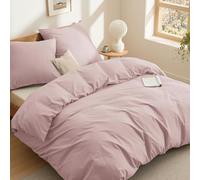 BEDSURE Parure de lit 200 x 200 cm, coton rose, parure de lit 200 x 200 cm, housse de couette 3 pièces avec 2 taies d'oreiller 80 x 80 cm, Oeko-Tex, Adobe Rose avec fermeture éclair
