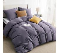 BEDSURE Parure de lit 200x200 3 pièces Gris-violet - 1 housse de couette 200x200 cm + 2 taies d'oreiller 80x80 cm, parure de lit en polyester microfibre violet avec fermeture éclair OEKO-TEX