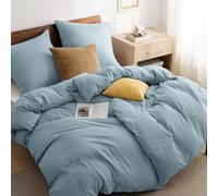 BEDSURE Parure de lit 4 pièces 135 x 200 cm - Bleu minéral - 2 housses de couette 135 x 200 cm + 2 taies d'oreiller 80 x 80 cm - Certifié Öko-Tex - En microfibre de polyester avec fermeture éclair