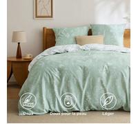 Bedsure Parure de lit imprimée feuilles fraîches Ether - 200x200 cm