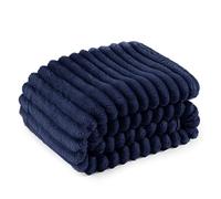 Bedsure Plaid canape Couverture Polaire - 150×200 cm, Bleu Sérénité | Cadeau Femme, Plaid Doux et Chaud en Velours Côtelé pour Canapé, Chambre et Salon, Lavable en Machine