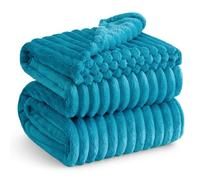 Bedsure Plaid canape Couverture Polaire - 220×240 cm, Bleu Ruisseau | Cadeau Femme, Plaid Doux et Chaud en Velours Côtelé pour Canapé, Chambre et Salon, Lavable en Machine